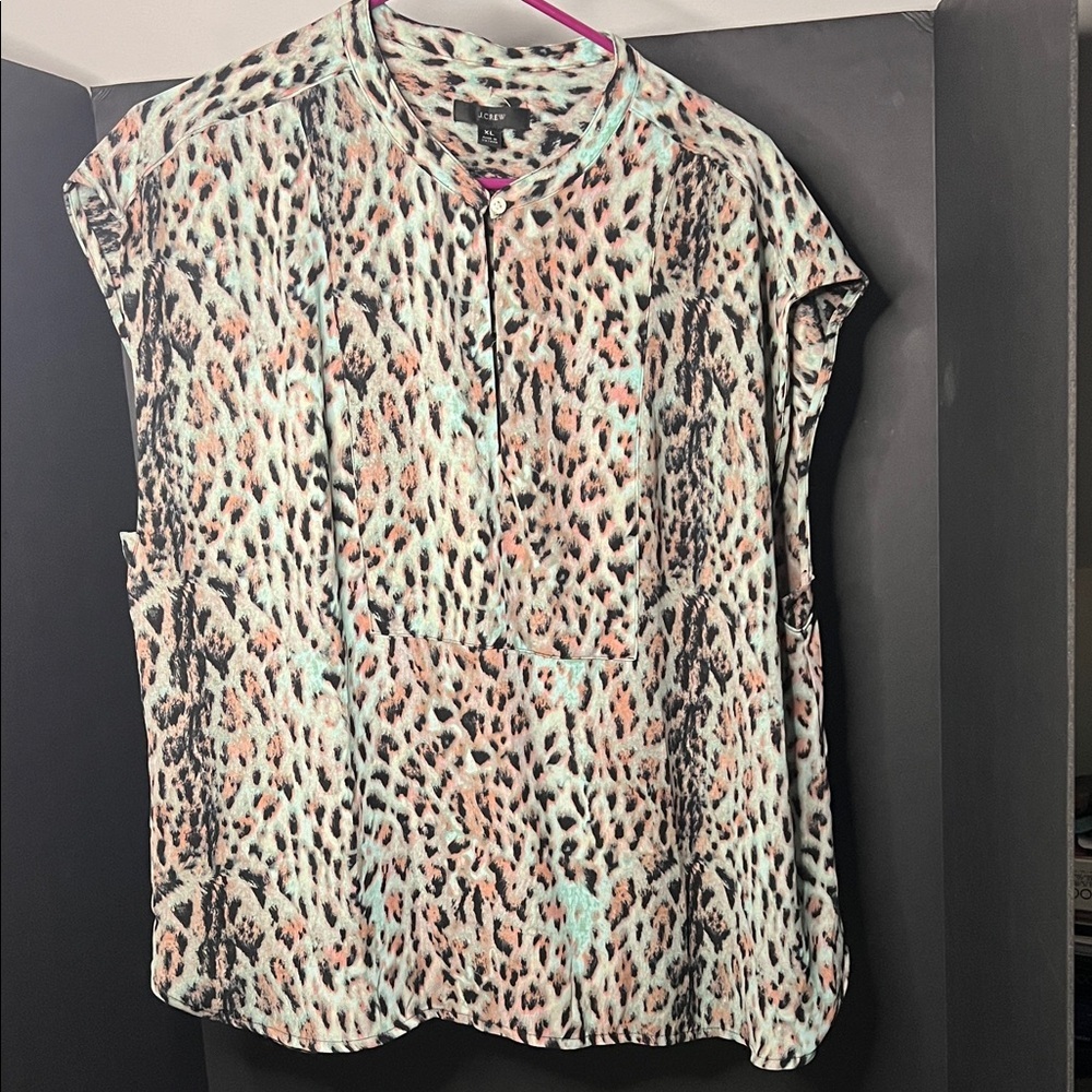 J. Crew Leopard Print Blouse in Pastel Hues - Picture 3 of 8